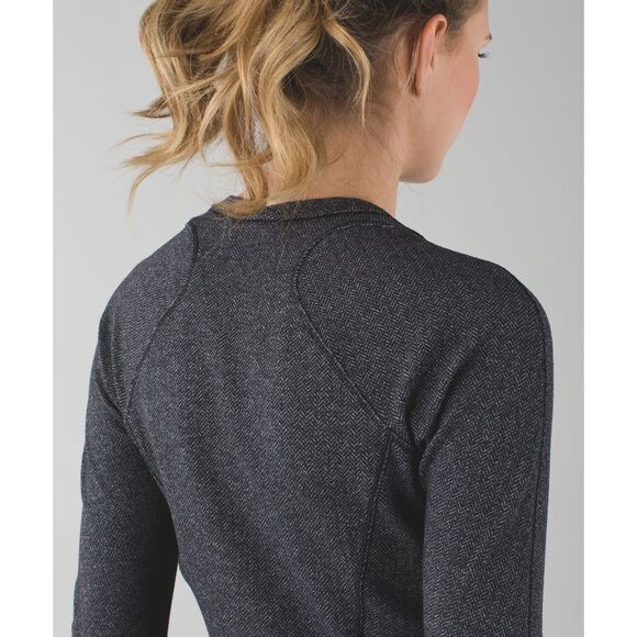 Lululemon Runderful Long Sleeve | Heathered Herringbone Black Rulu Top Sz 6- EUC - Picture 6 of 12